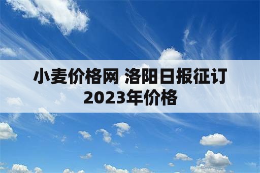 小麦价格网 洛阳日报征订2023年价格