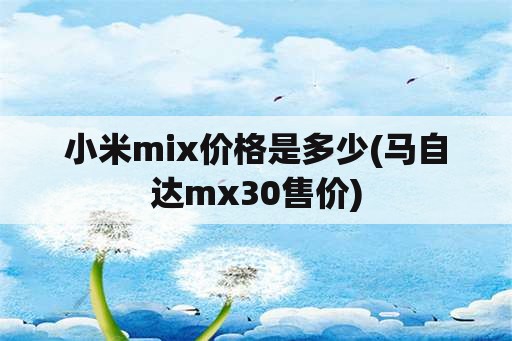 小米mix价格是多少(马自达mx30售价)